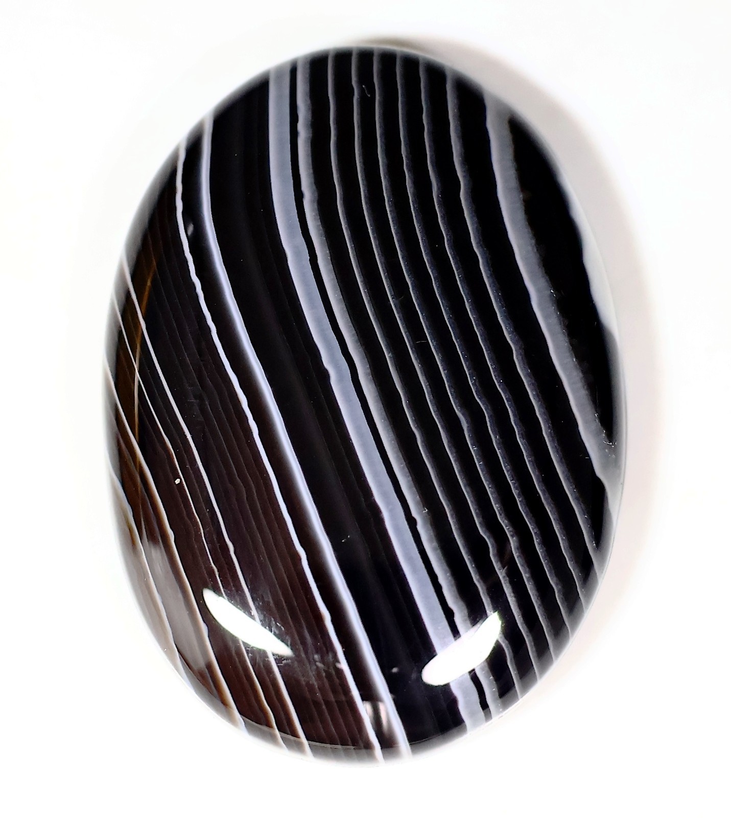36 Ct 6X21X28 mm Natural Black Botswana Agate Oval Cabochon Gemstone HY-475