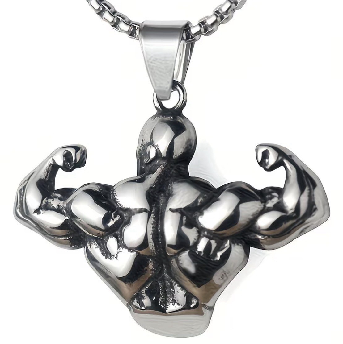 Men’s Stainless Steel Bodybuilder Pendant Necklace Chain 23.62 in