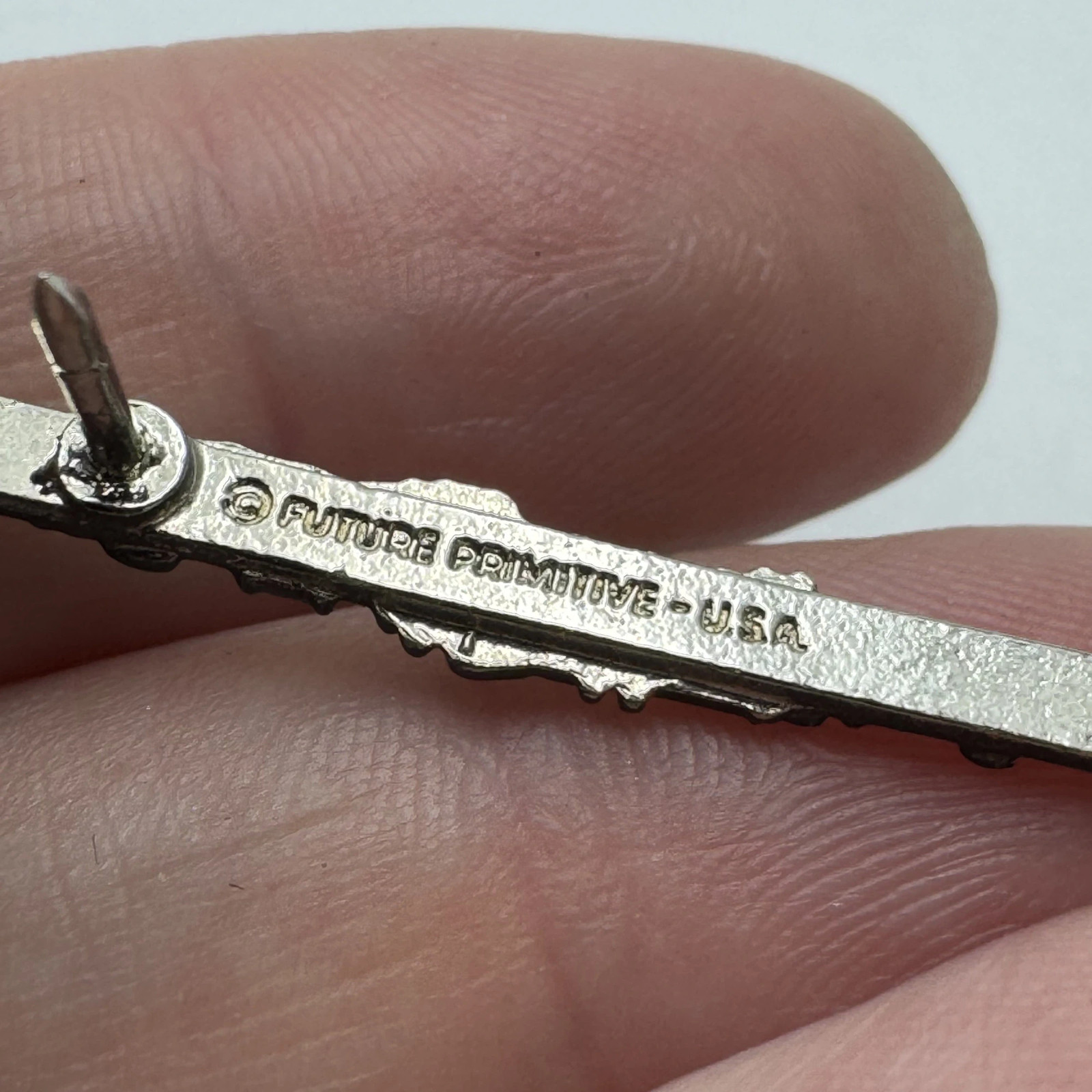 Future Primitive Clarinet Brooch Pin Silver Tone Metal Oxidized Used Musician