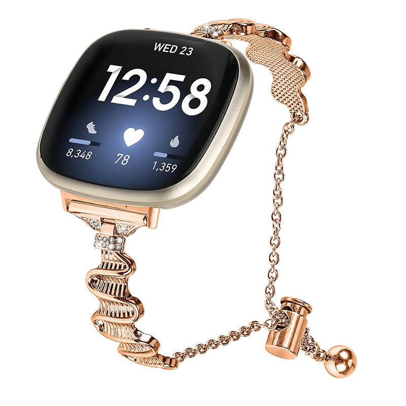 For Fitbit Versa 3/4 Sense 2 Adjustable Rhinestones Strap Stainless Steel Band