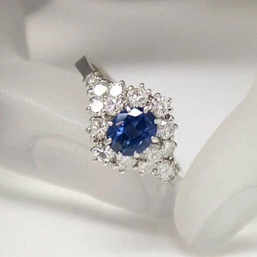 4.80 Ct Natural Blue Sapphire & Diamonds Wedding Ring Solid 14K White Gold 6 7 8