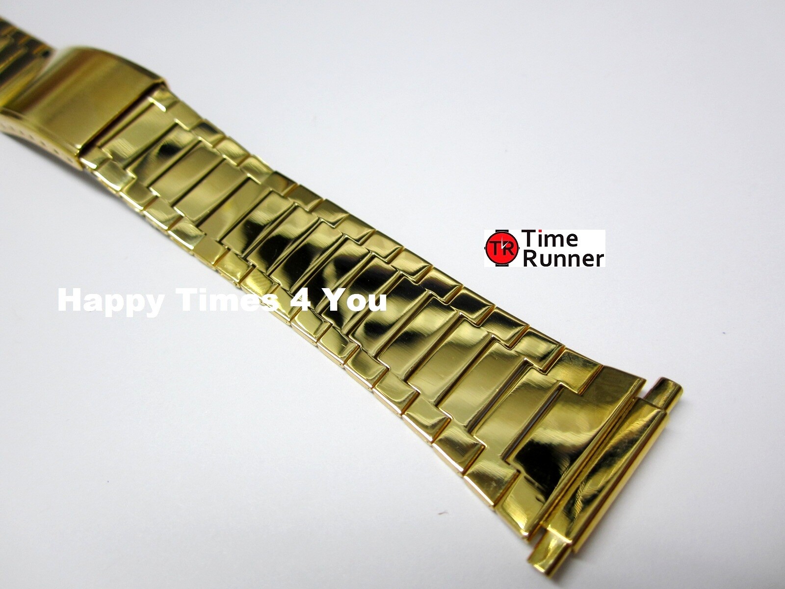 16mm 17mm 18mm 19mm 20mm 21mm 22mm Gloss Gold Tone Mens Watch Band Bracelet