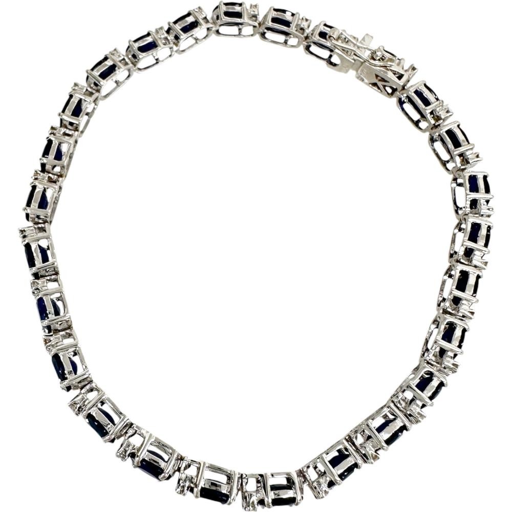 sapphire 10.00ct diamond 0.40ct bracelet K18WG white gold 11.0g 6.9″ Women