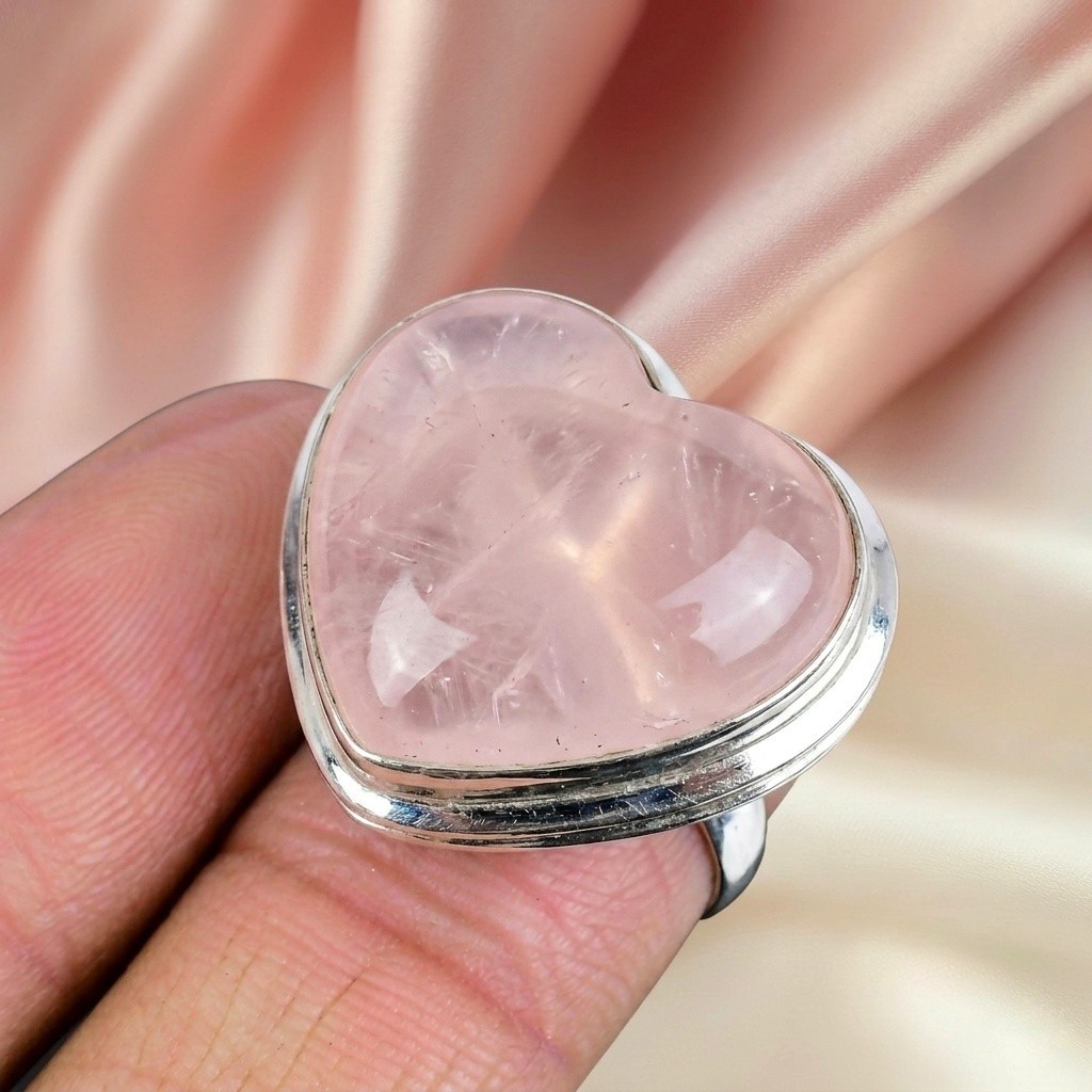 Rose quartz Gemstone Ring Silver Ring 925 Sterling Silver Ring Women’s Jewelry