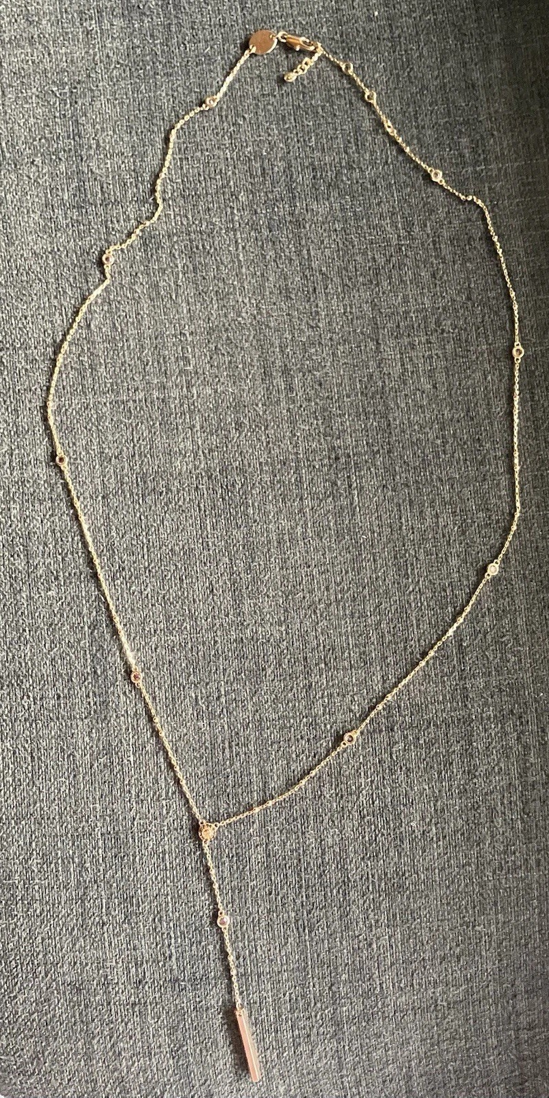 Henri Bendel Necklace Dainty Gold Toned 17inch Chain Pink Rhinestones Signed
