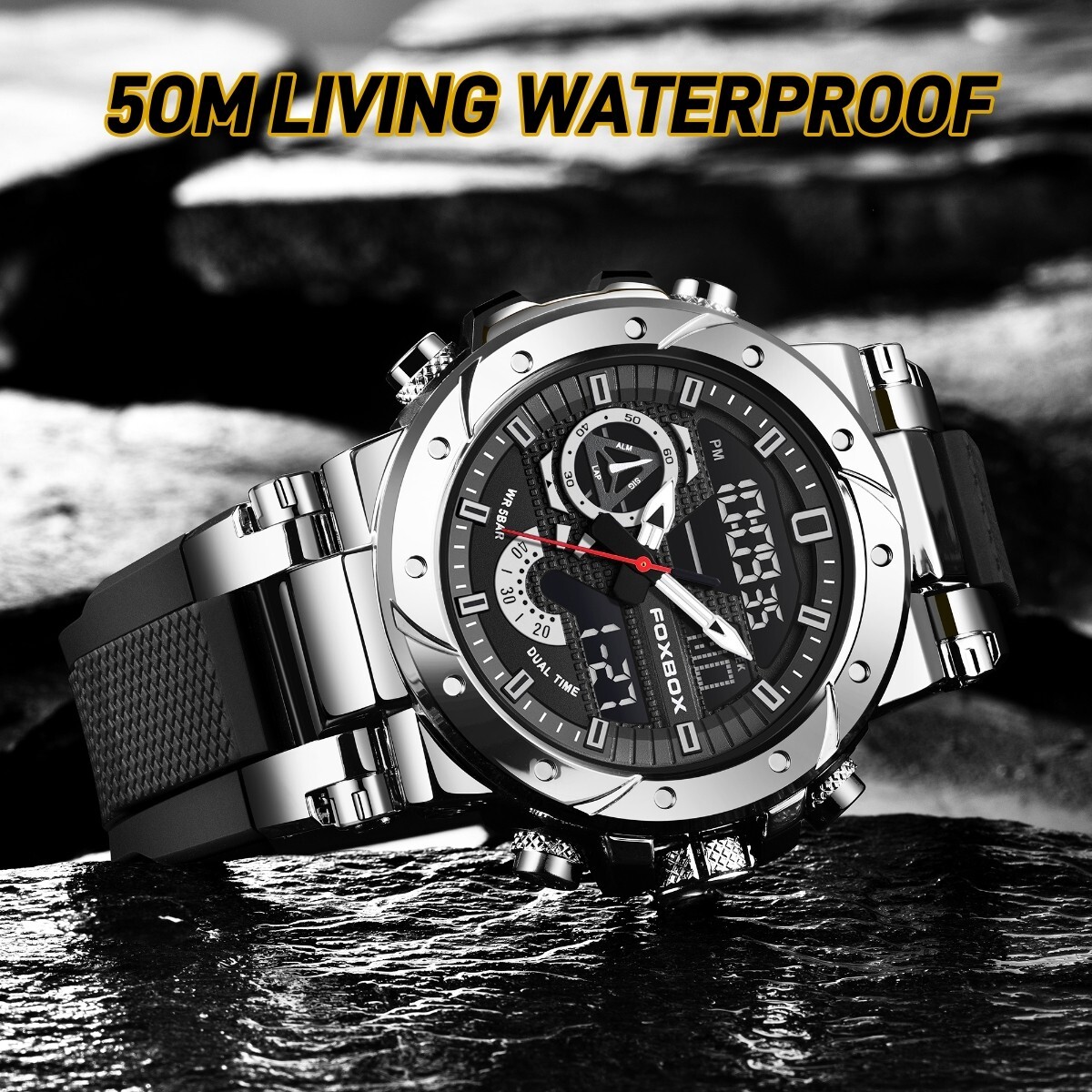 Luxury Men’s Watch Quartz Diver Sport Digital Luminous 50m Waterproof Wristwatch