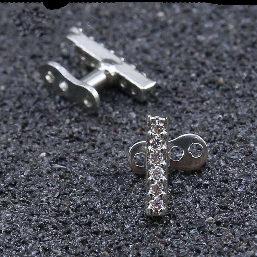 2Pcs 14G Cross Dermal Anchor Tops and Base Stainless Steel Cubic Petal