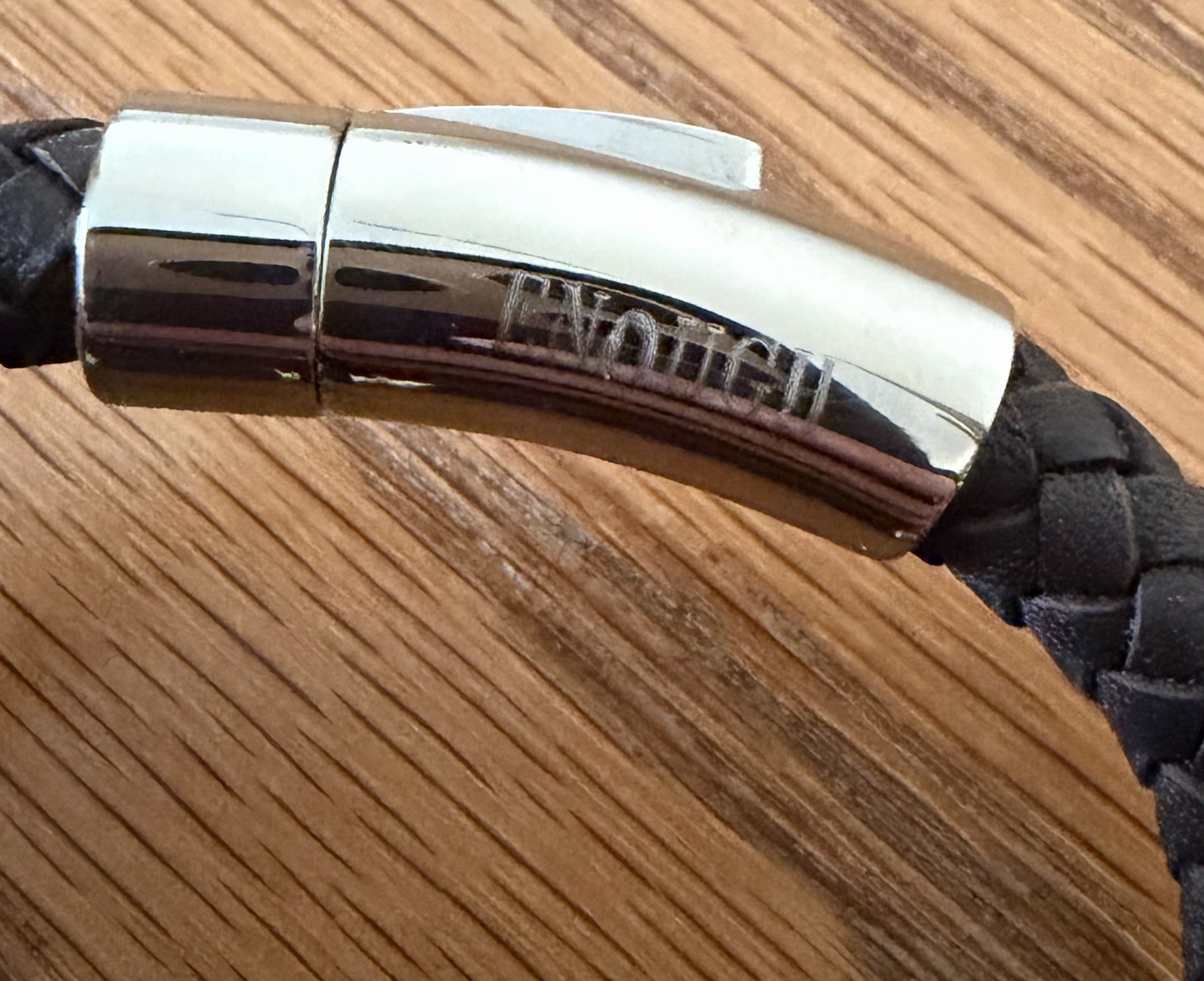 Chisel Men’s Dark Brown Braided Leather Bracelet w/Stainless Steel 8.25” EUC