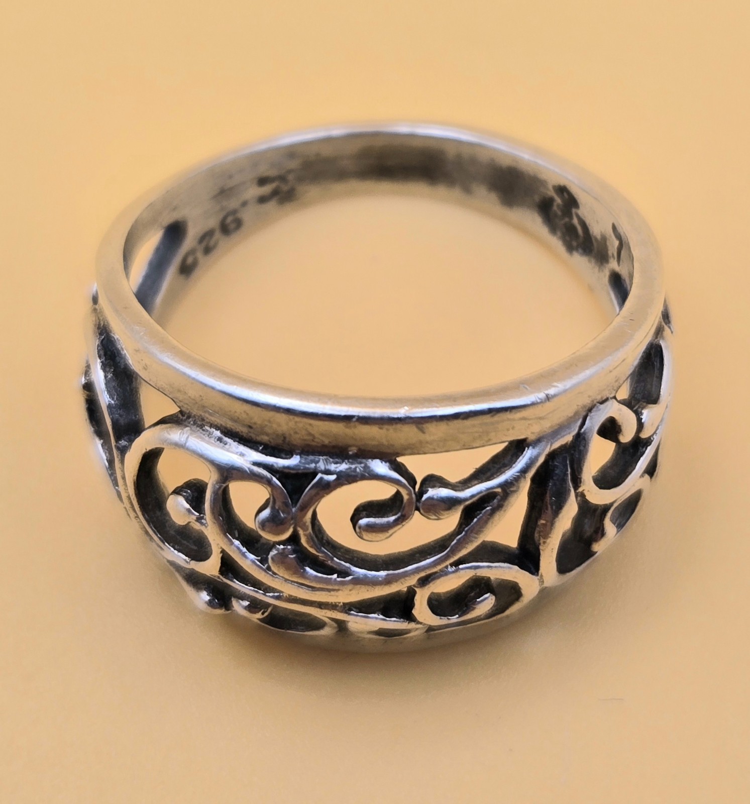 Vintage Sterling Silver Signed Premier Designs Open Filigree Ring Size 7