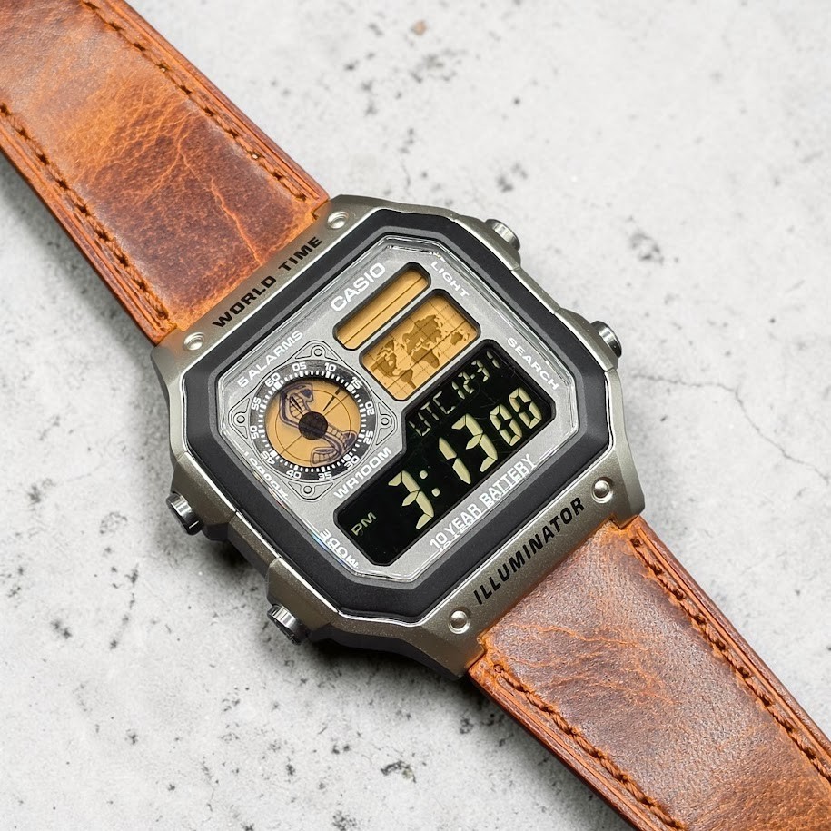 CASIO AE-1200WHD. Royale Watch Mod. Negative Display Shelby Cobra Gold Filter
