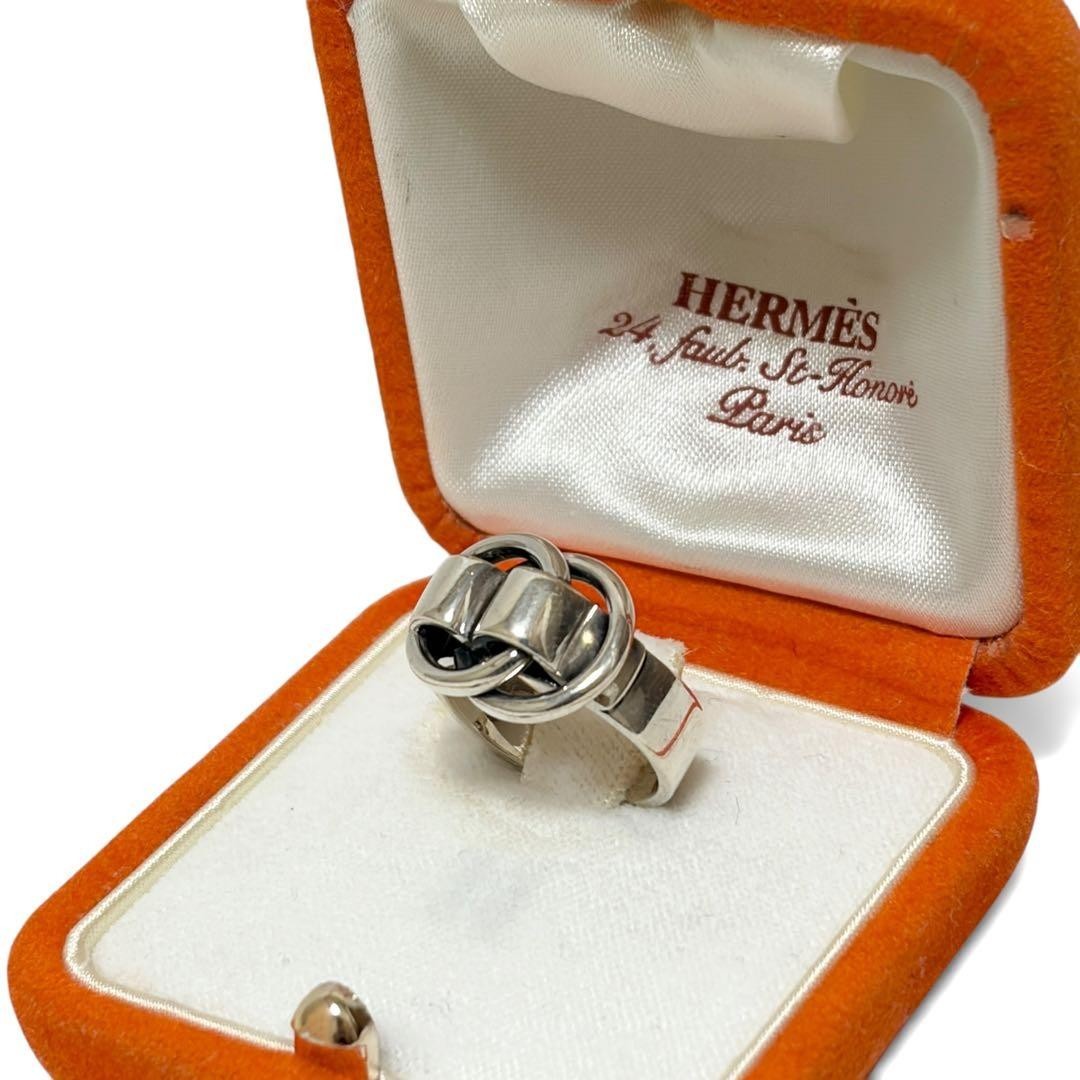 HERMÈS Deux Anneaux Ring SV925 Silver #52 (Size 12) Auth Used