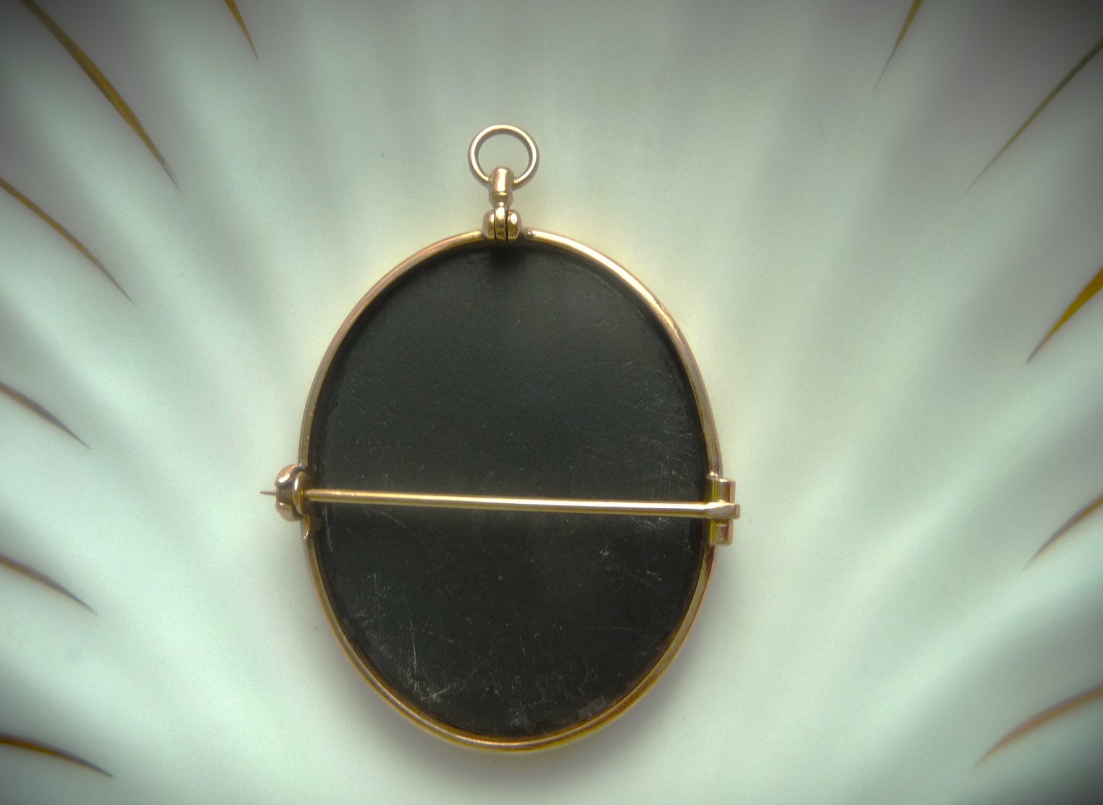 GORGEOUS ANTIQUE 10K PIETRA DURA MOSAIC GEMSTONE FLORAL MOURNING PIN PENDANT!