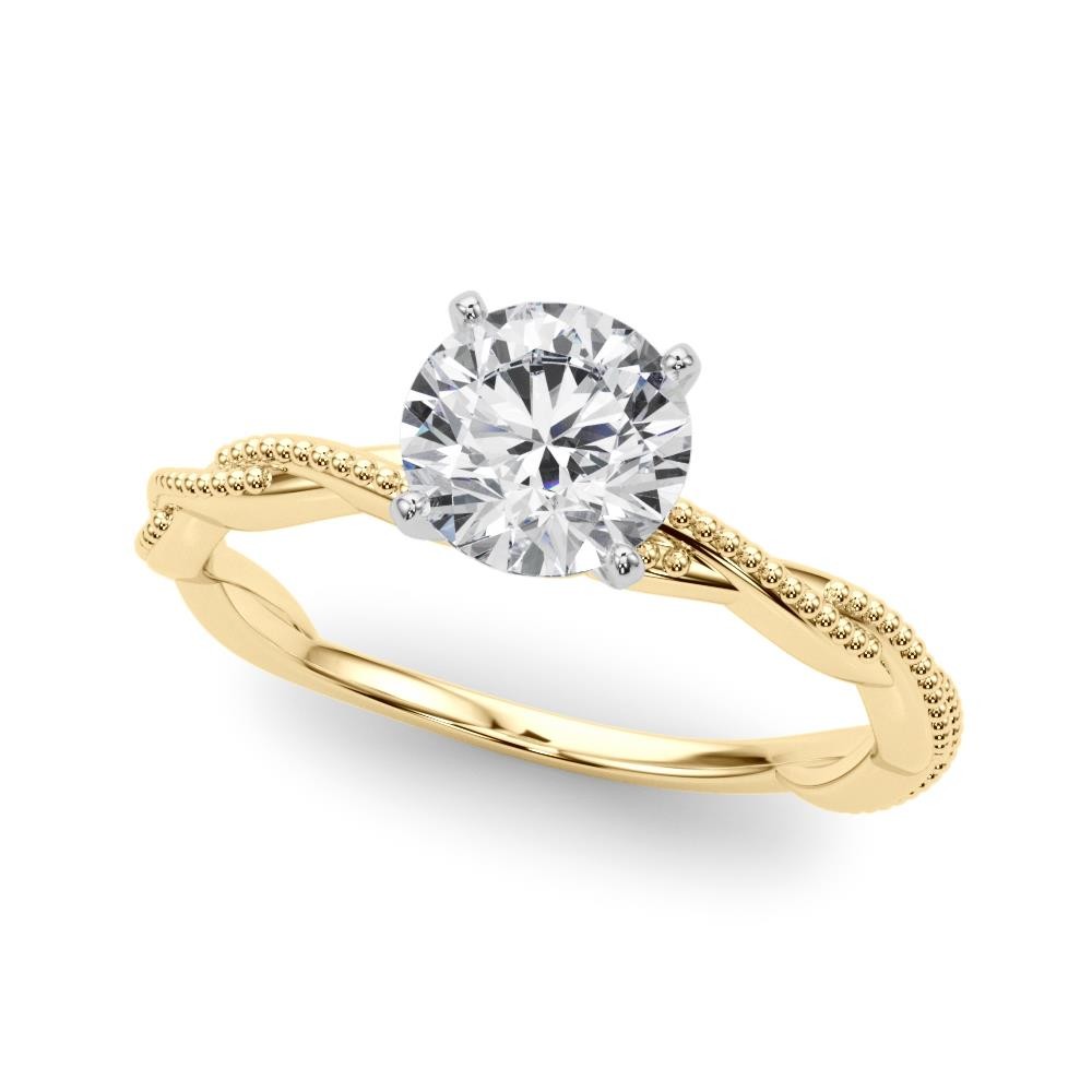 Twisting Milgrain Sterling Silver Solitaire Lab Grown Diamond Ring VS F 1.00 Ct