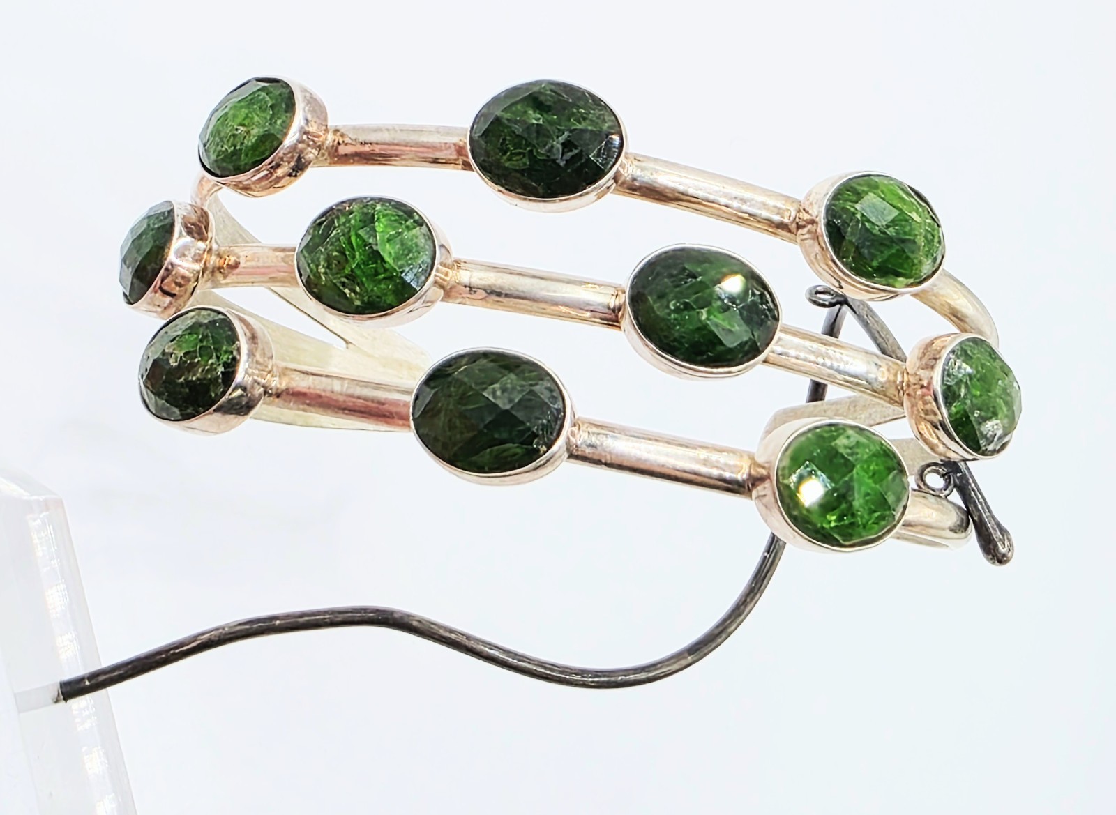 Jay King Sterling Silver Green Chrome Diopside MultiStone Cuff Bracelet 6.5″