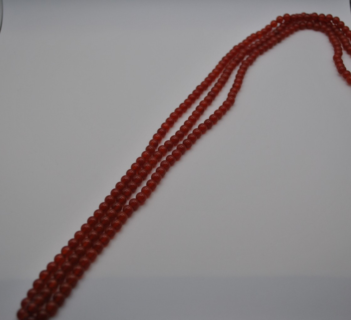 Carnelian Round Gemstone Strand with Smooth Stones (No Clasp)