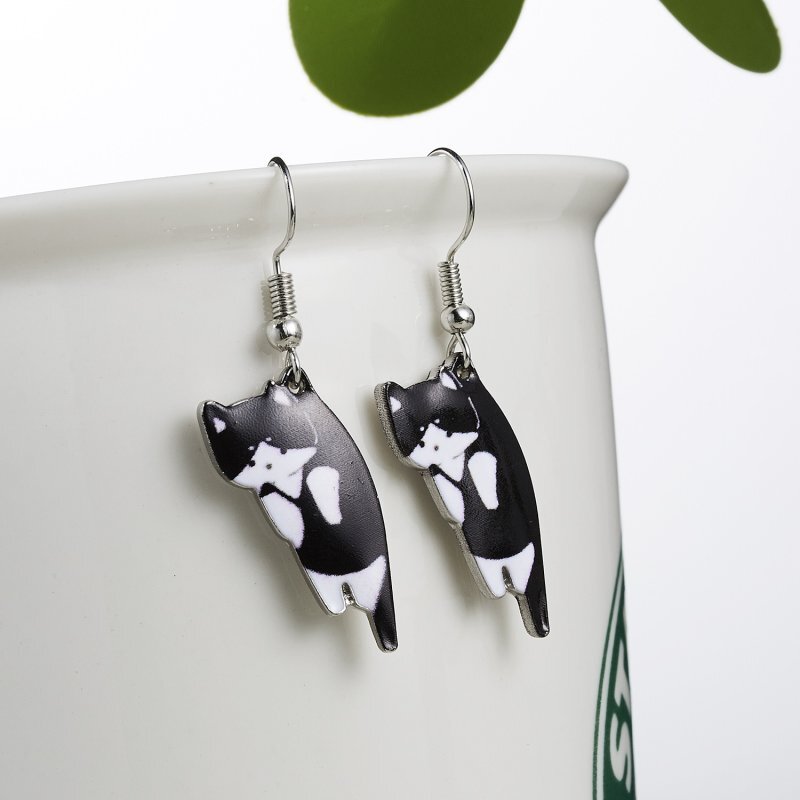Fashion Black Cat Animal Drop Dangle Earrings Stud Women Halloween Party Jewelry
