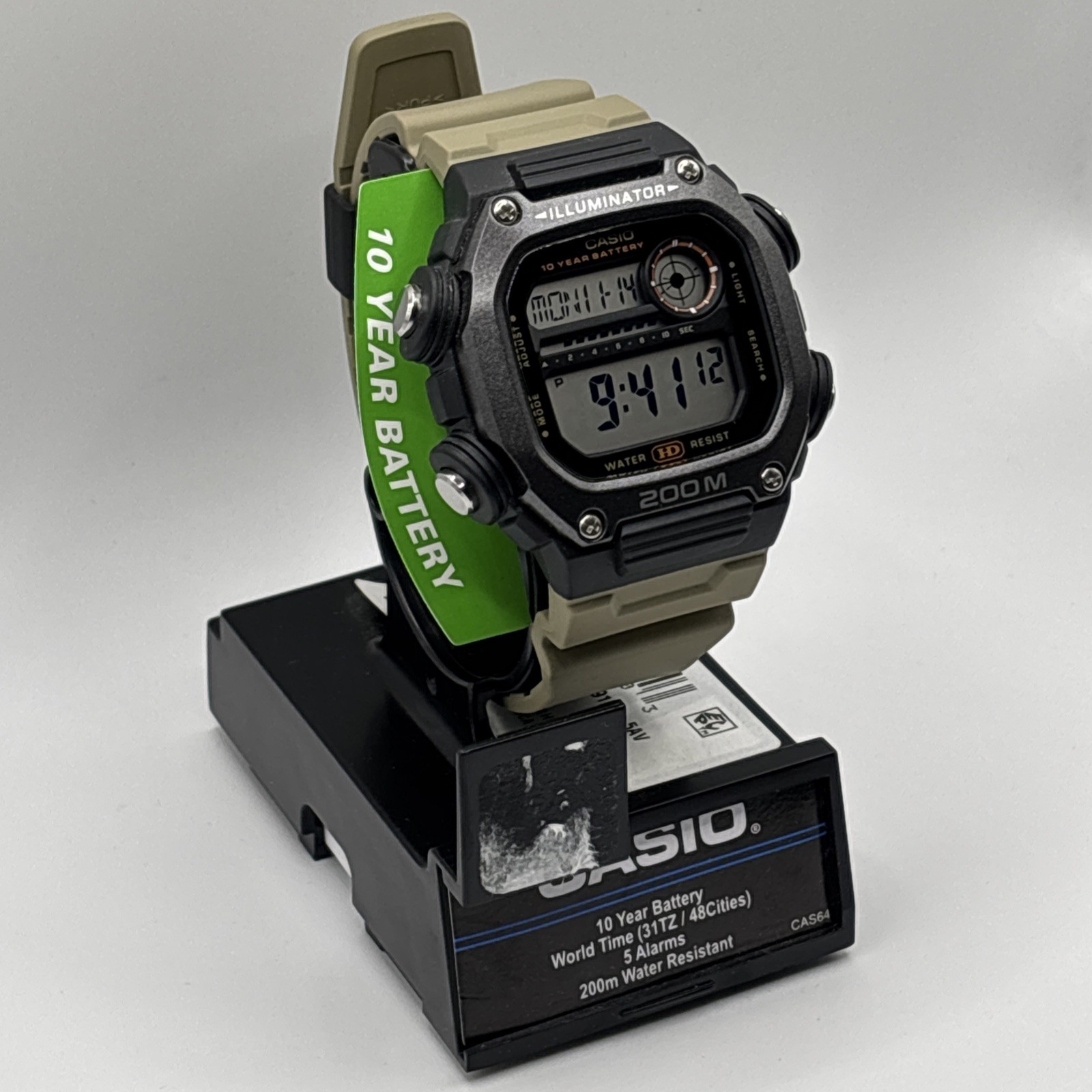 Casio DW291HX-5AV X-Long Strap Watch World TIme Alarm Day/Date 200 Meter WR NEW