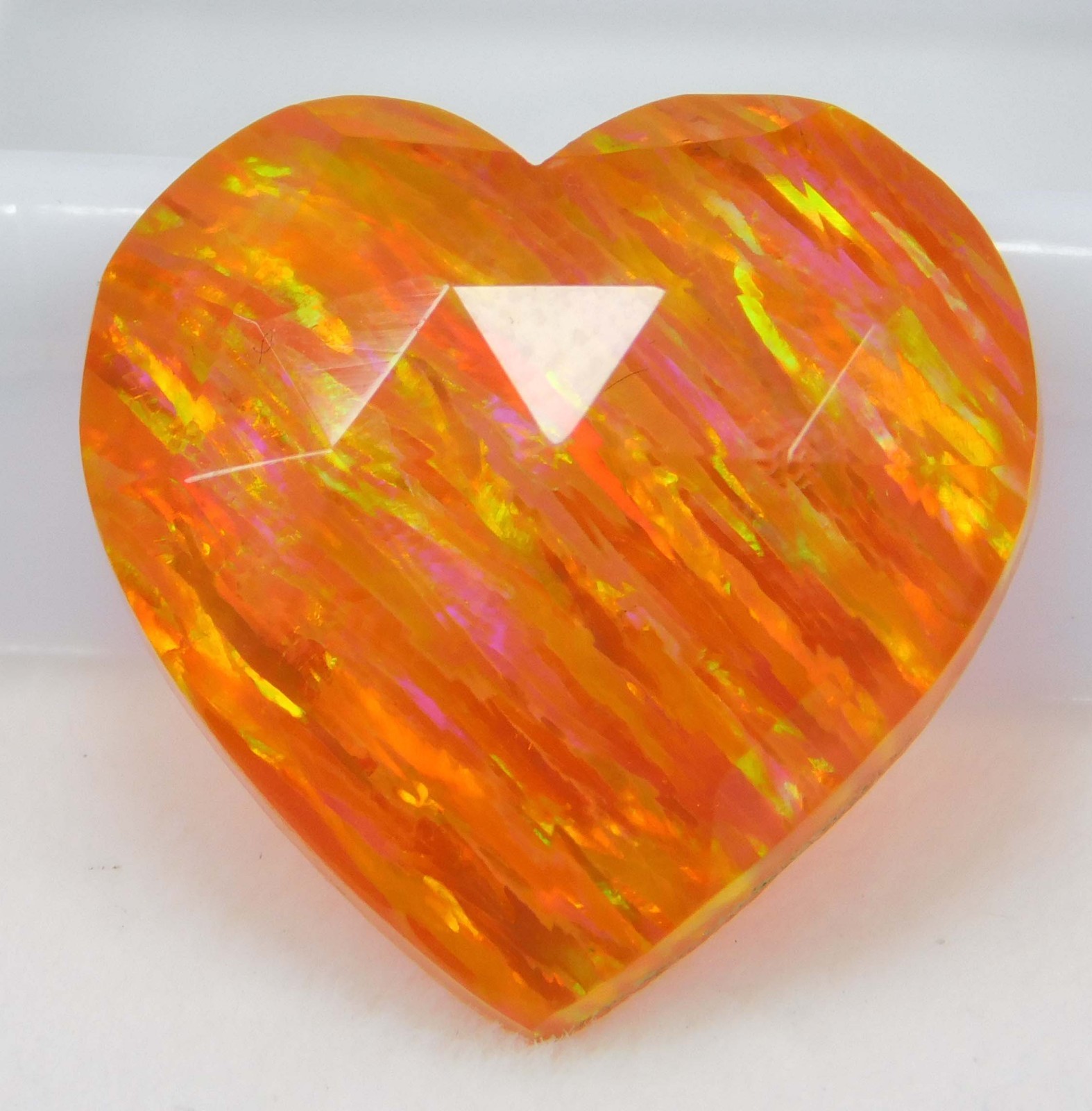 Certified 8.15 Ct Natural Mexican Fire Opal Rainbow Color Heart Cut Gemstone