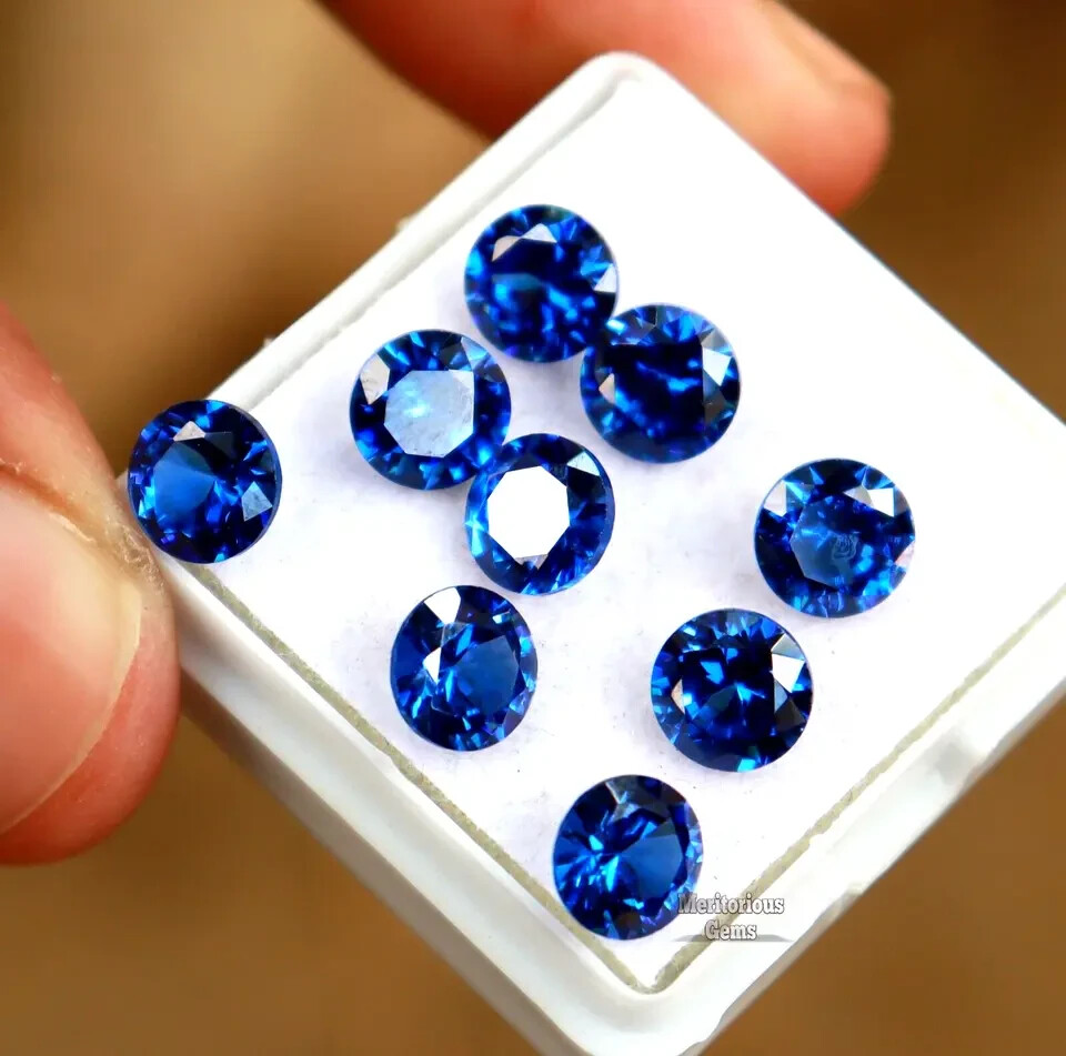 10 Pcs Certified Ceylon Natural Blue Sapphire Round Shape 6mm Loose Gemstone AKO