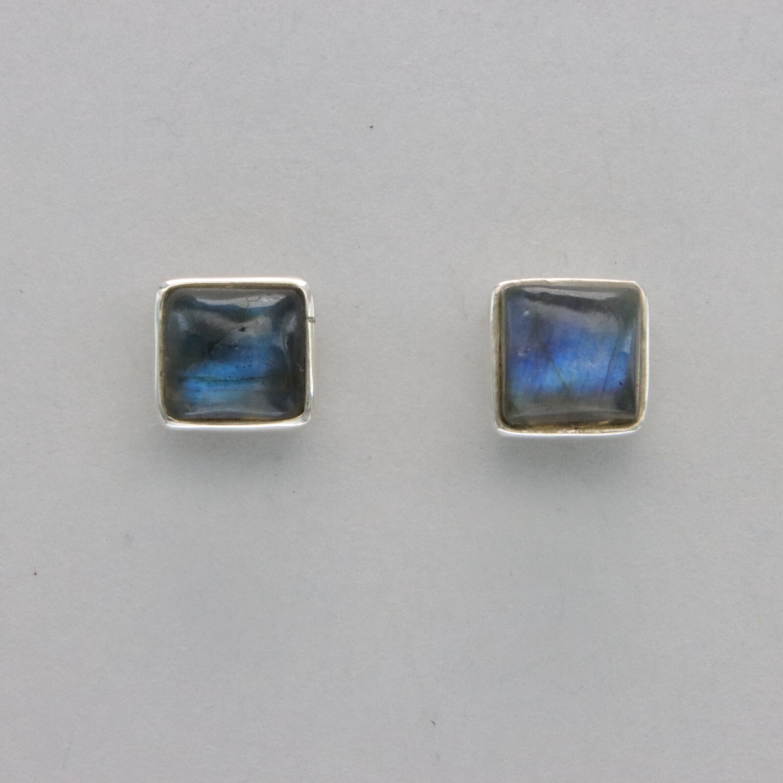 Square / Rectangle LABRADORITE Post Stud Earrings – 925 STERLING SILVER #10e