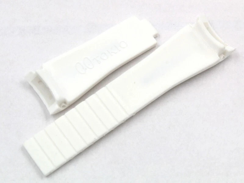 White TPU Silicone Watch Strap Black Strip 20/16mm Sport Waterproof New