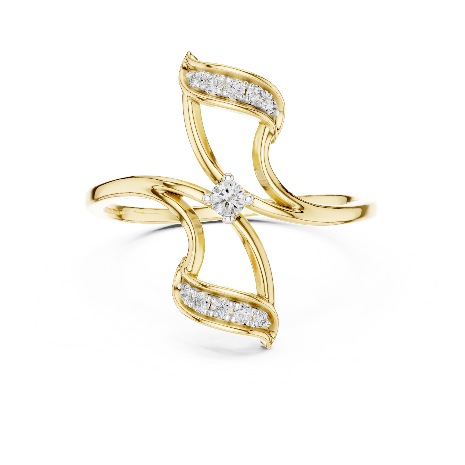 Natural Certfied Round VVS1/D Diamond Petite Twist Engagement Ring 14k Gold Over