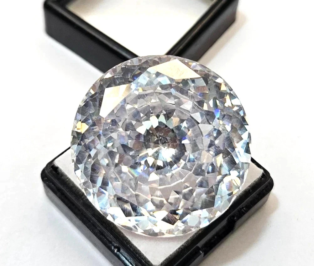 White Zircon Round Cut 70+Ct Cambodian Natural GIE Certified Loose Gemstone