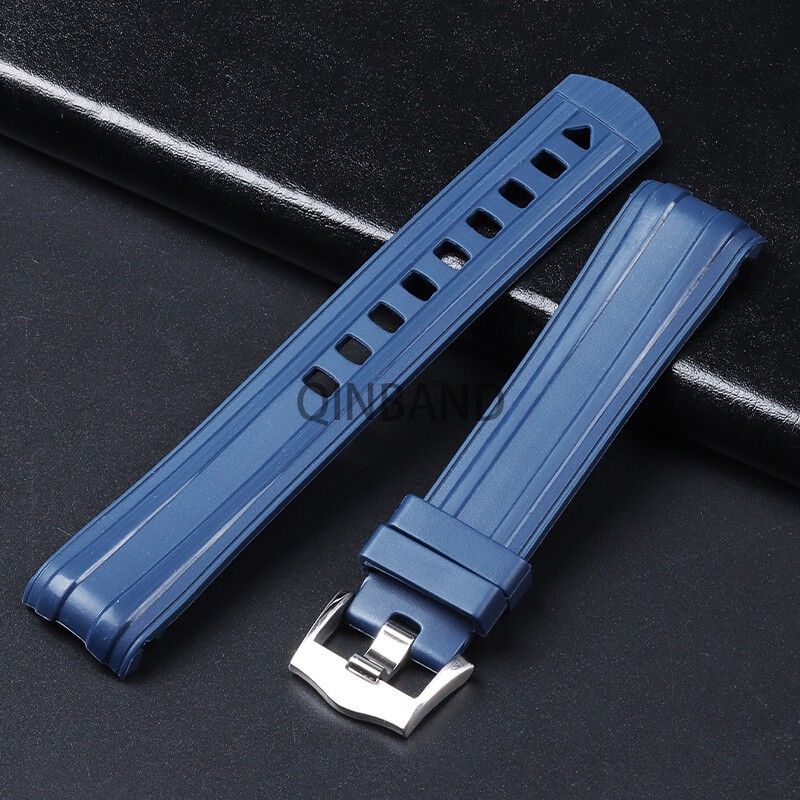Curved End 20mm Rubber Strap for Omega Seamaster 300 Replacement watch strap
