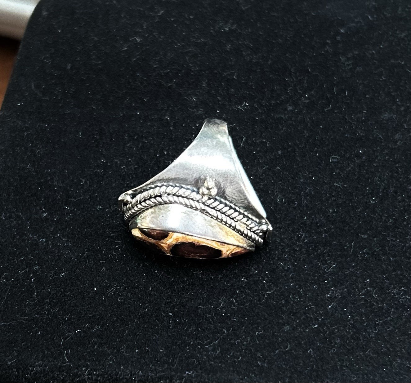 Sterling Silver Chert Breccia Pear shape Cabochon Ring Size 7.5