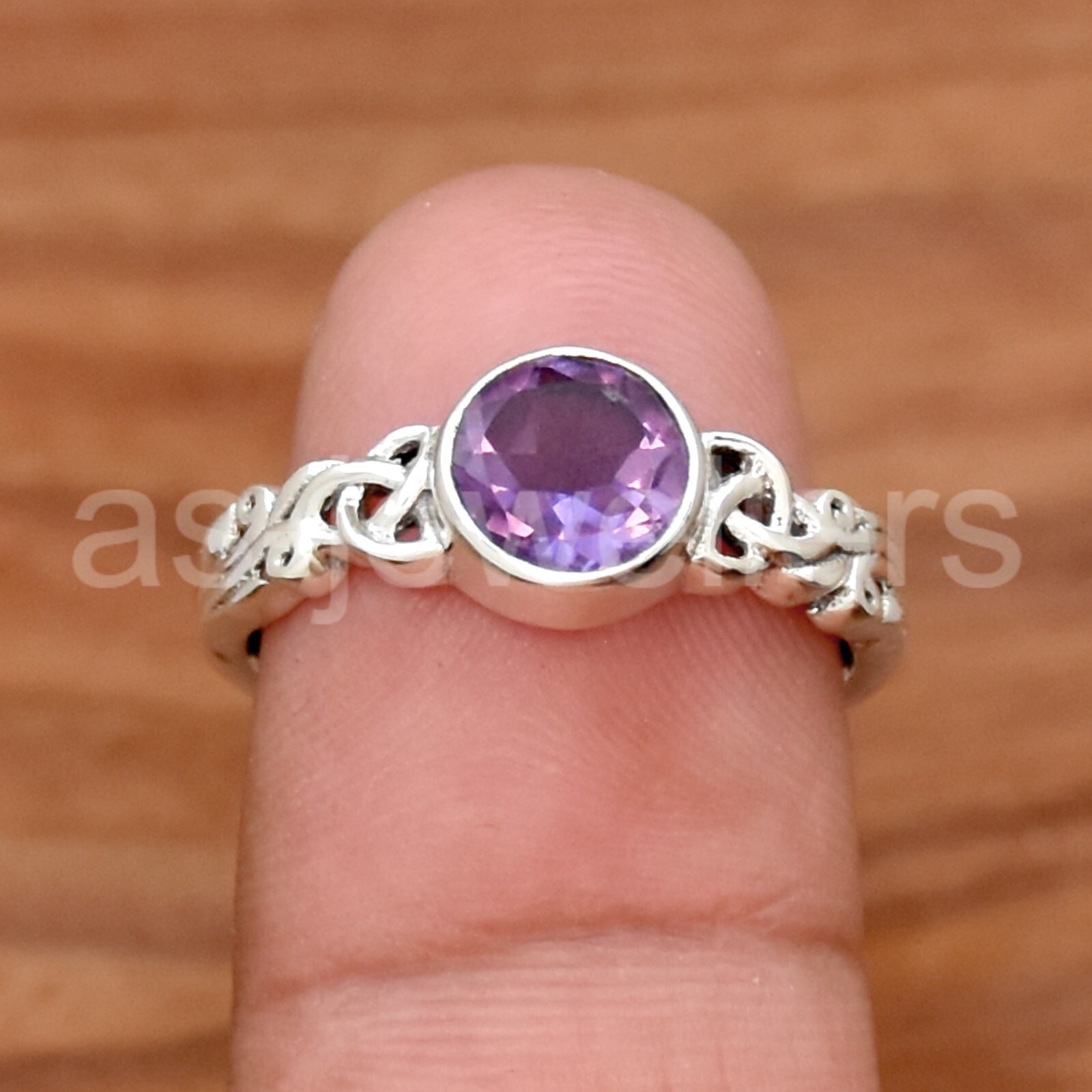 Amethyst Silver Ring, 925 Sterling Silver, Gems Jewelry for Girls, Dainty Ring