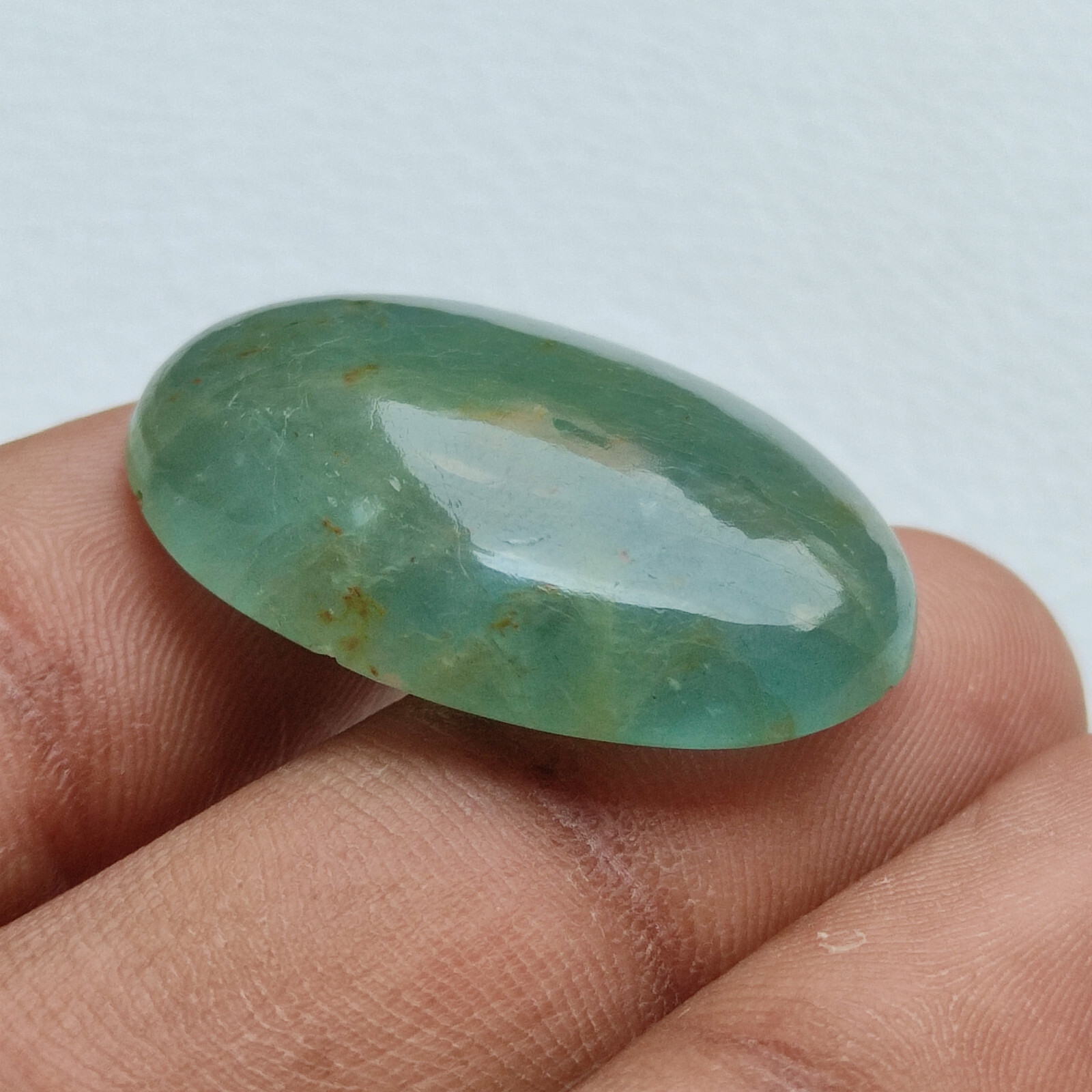 45ct Natural green colour aquamarine flatback cabochon oval shape stone R11315