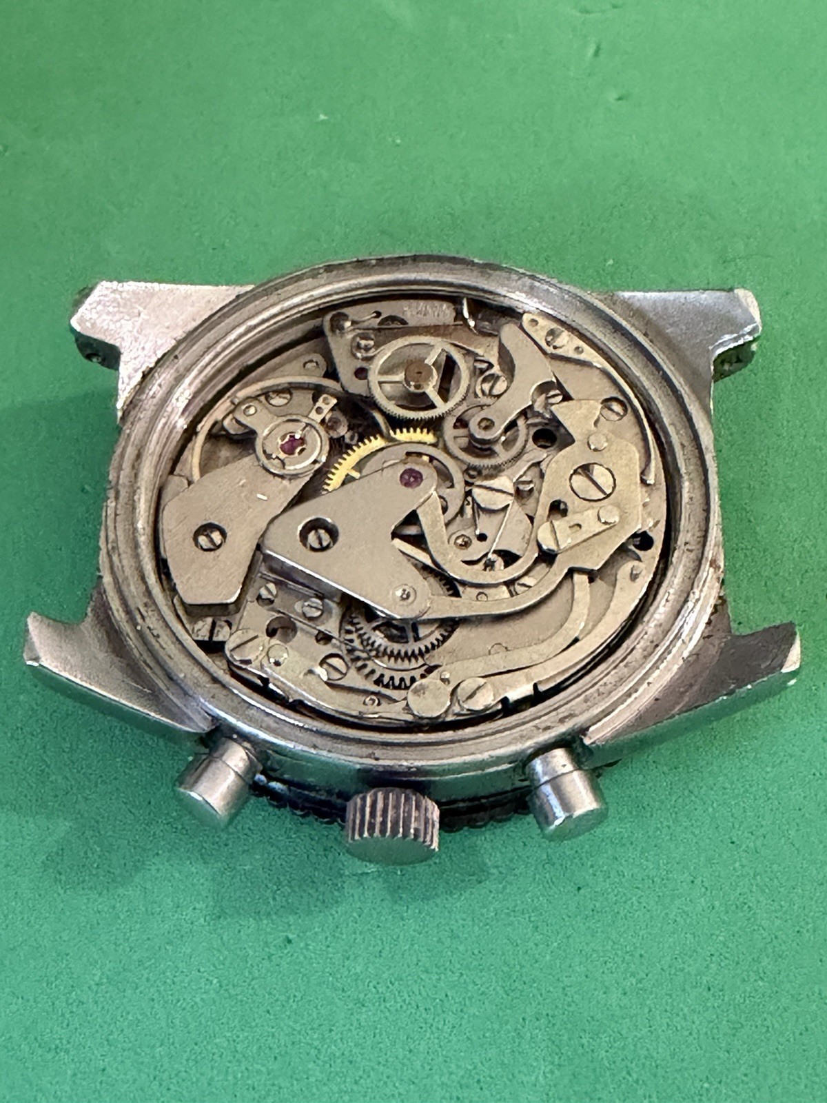 Vintage CANDINO PANDA Dial Chronograph World Time Bezel Valjoux 7733