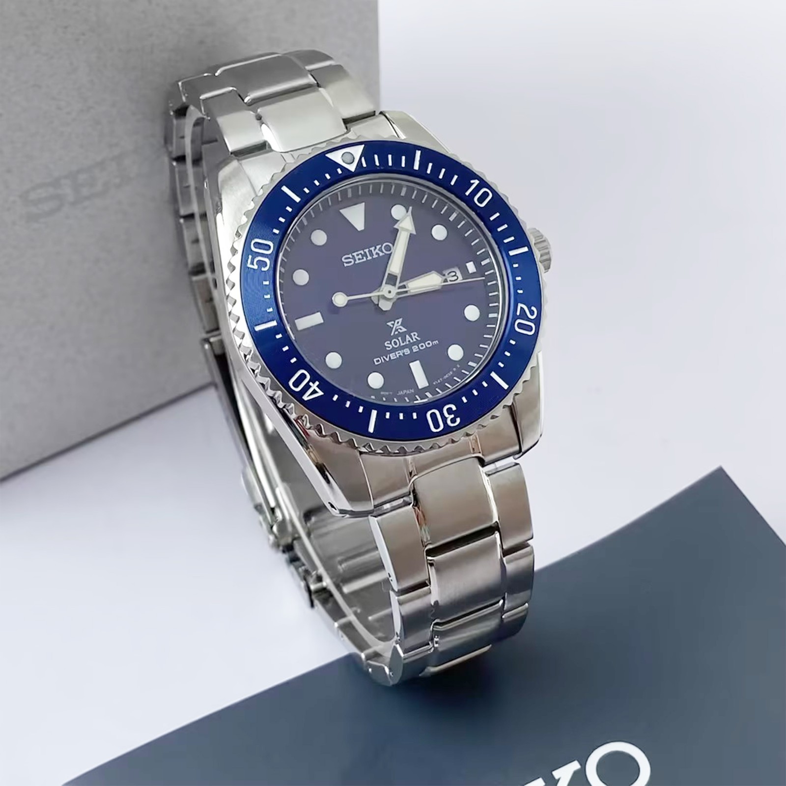 Seiko Prospex Sea Solar Power Blue Dial Men Stainless Steel SNE585 Watch 38.5mm