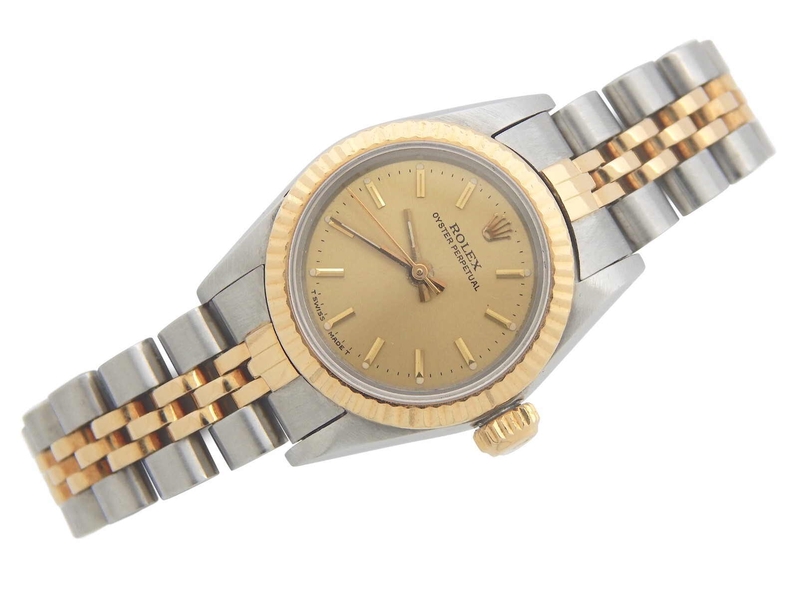 Lady Rolex 2Tone 18k Gold/Stainless Steel 67193 Oyster Perpetual Watch Champagne