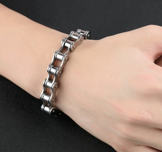 NEW Bracelet Biker Bicycle Motorcycle Chain Stainless Steel Wristband