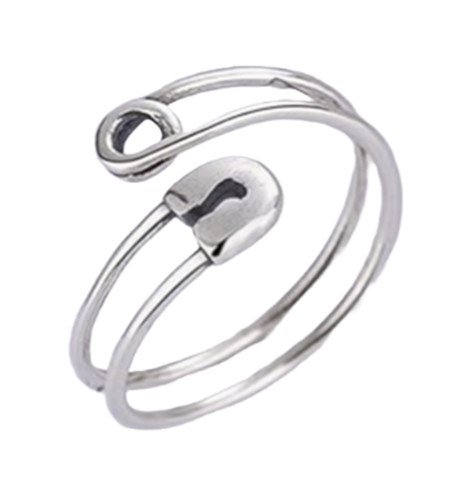 Boho Chic Sterling Silver Safety Pin Thumb Ring – Adjustable Safety Pin Design