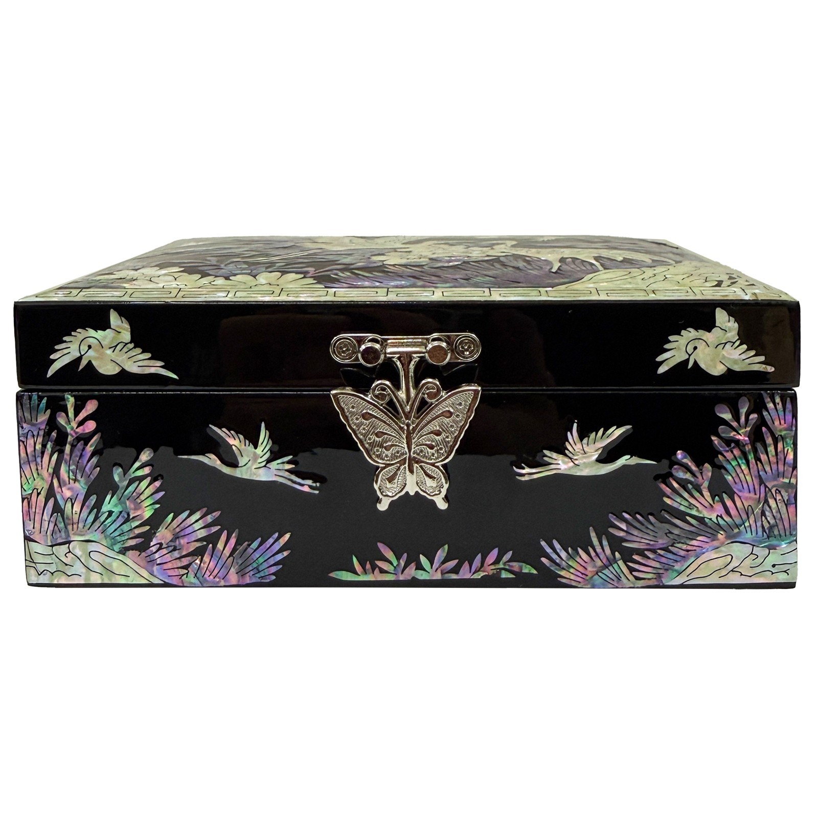 Korea Traditional Mother of Pearl Jewelry Box Crane Design wood trinket box