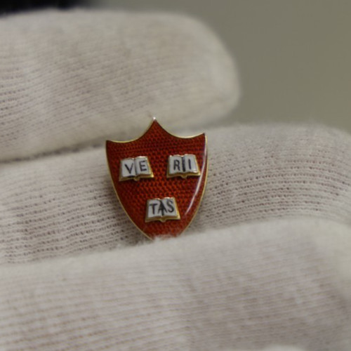 Vintage 14k Enamel Harvard Pin by Bent & Bush 2.82 Grams