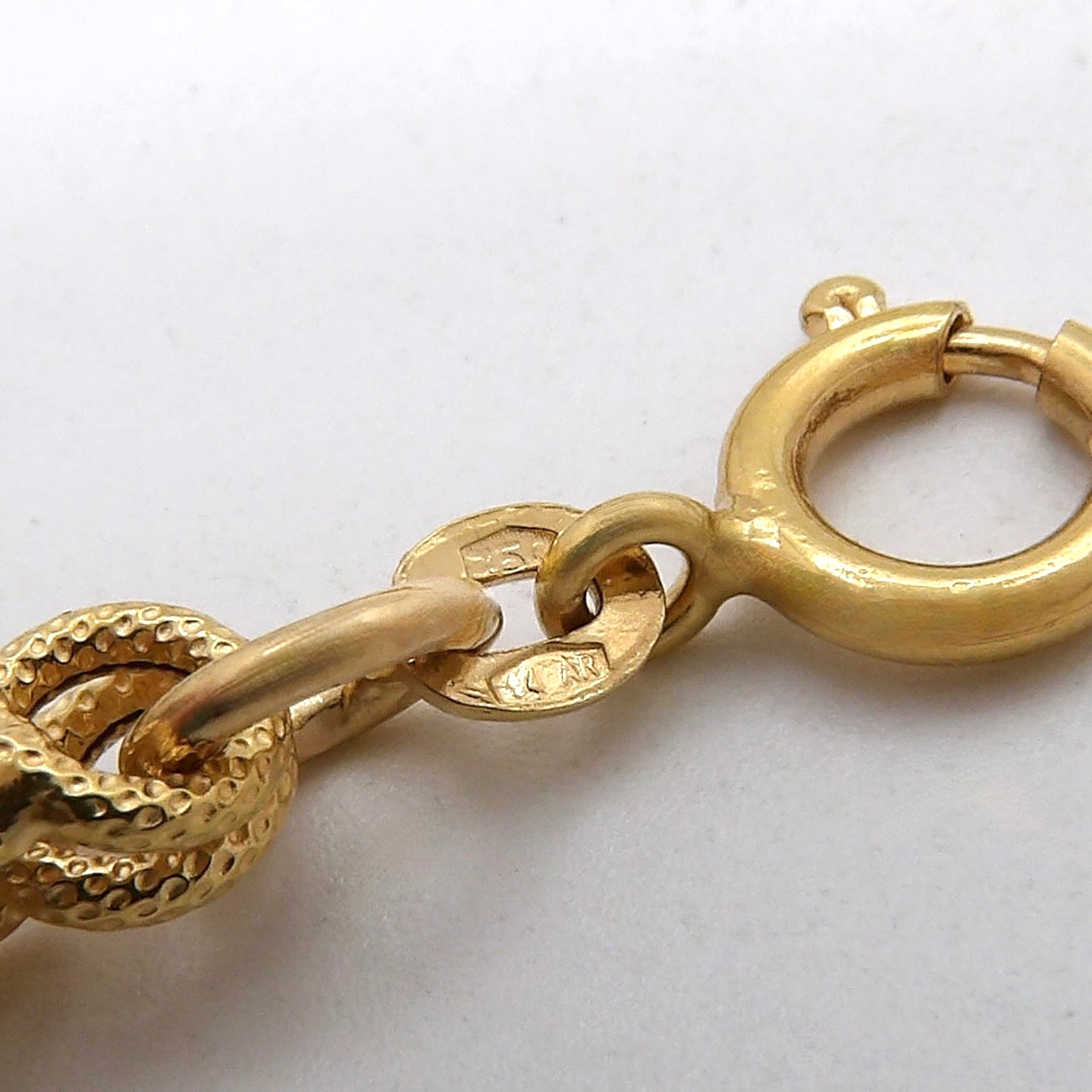 Solid 18k Gold Textured Chino Double Link Chain Necklace 20.5in 750 Italy 6mm