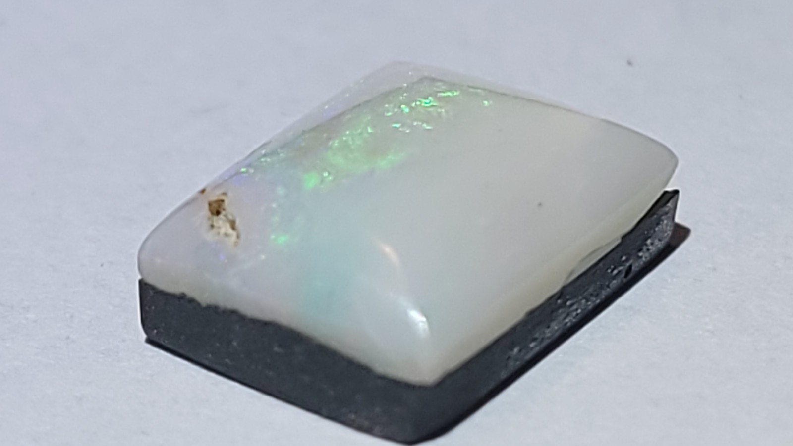 Opal Doublet Cabochon Green Play of Color Rectangular Drilled Pendant Stone
