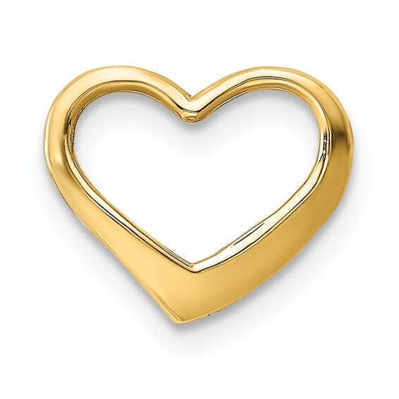 14K or 10k Yellow White or Rose Gold 2-D Floating Heart Slides Charm Pendant