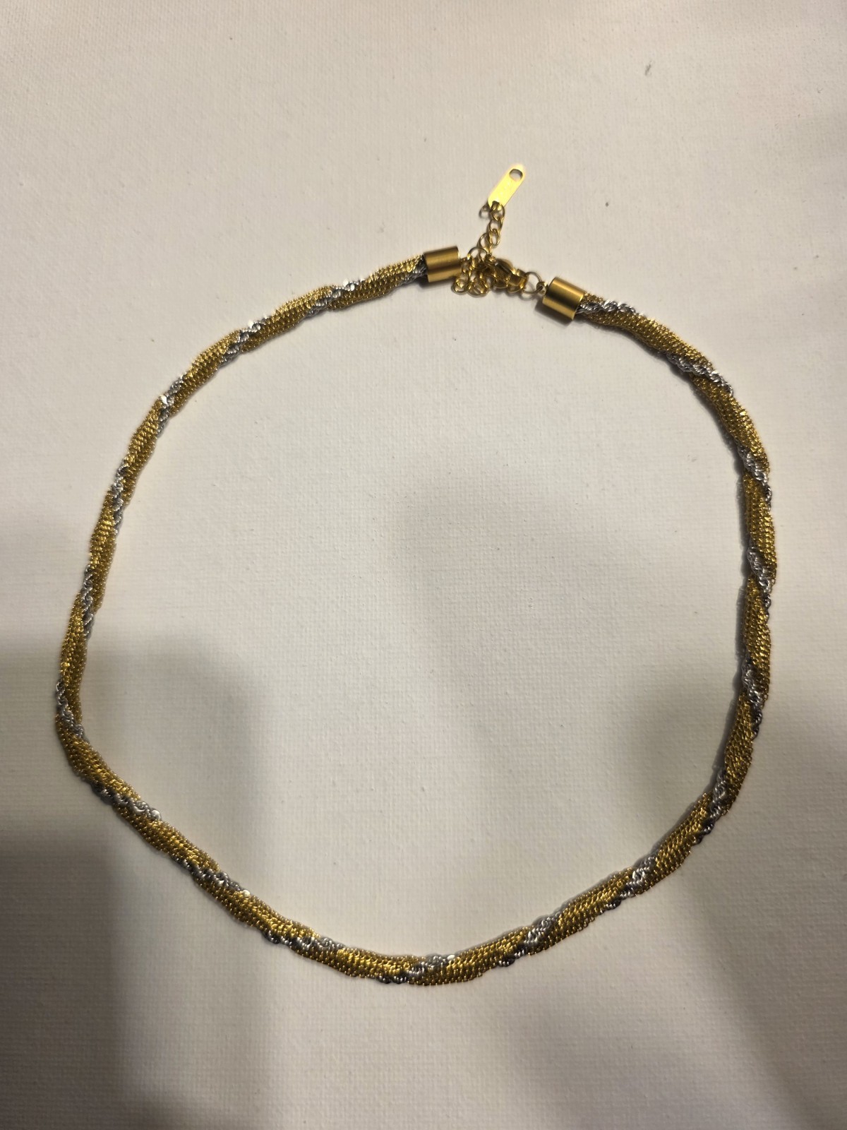 Gold & Silver Tone Metal Rope Chain Necklace, Lobster Clasp, No Stone