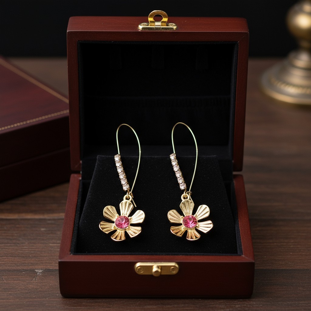 US Seller Betsey Johnson Flower Long Drop Earrings