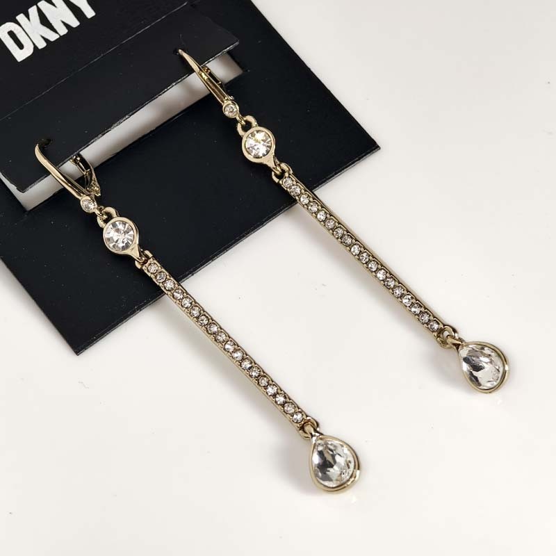 New DKNY Crystal Teardrop Drop Earrings Chic Women Party Vacation Jewelry Gift