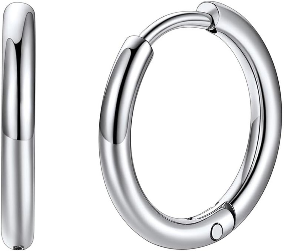 Stainless Steel Black/Silver/Gold Hoop Earrings for Men – Hypoallergenic Small H