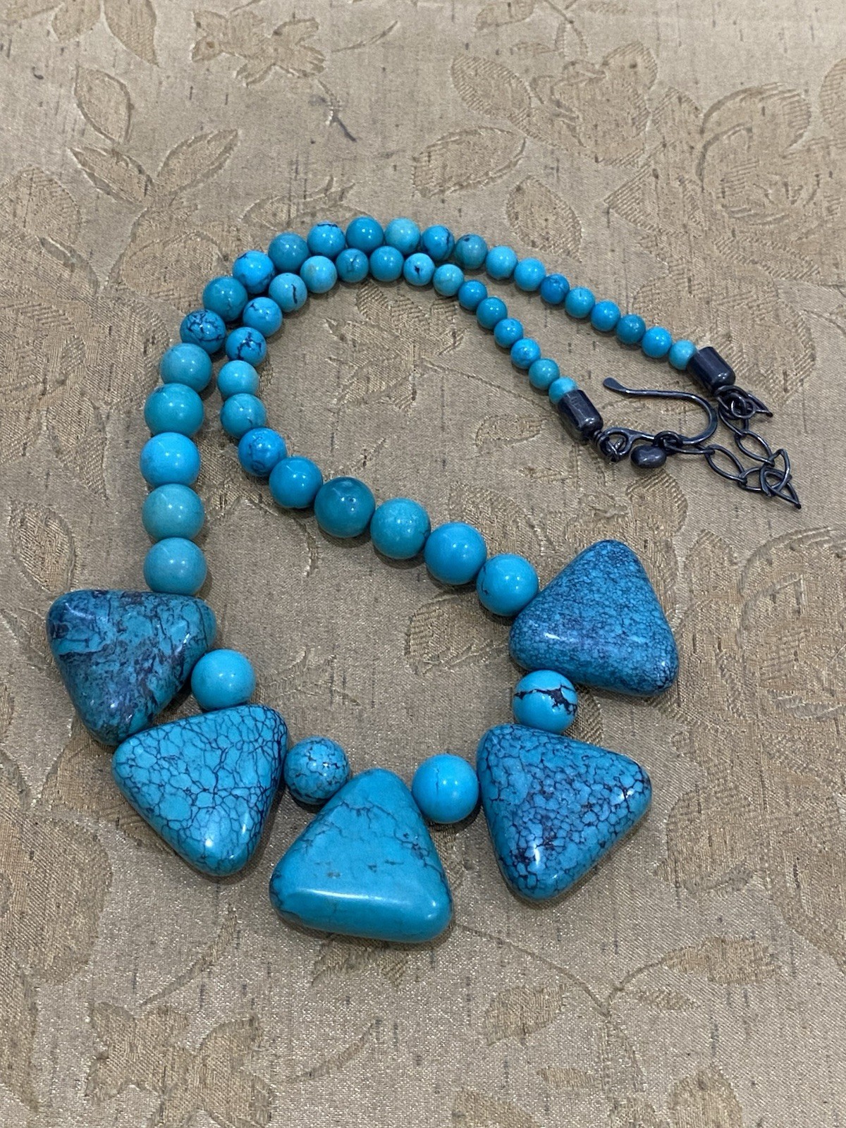 Mine Finds by Jay King DTR Turquoise Beaded Necklace Signed Sterling 925, 20”