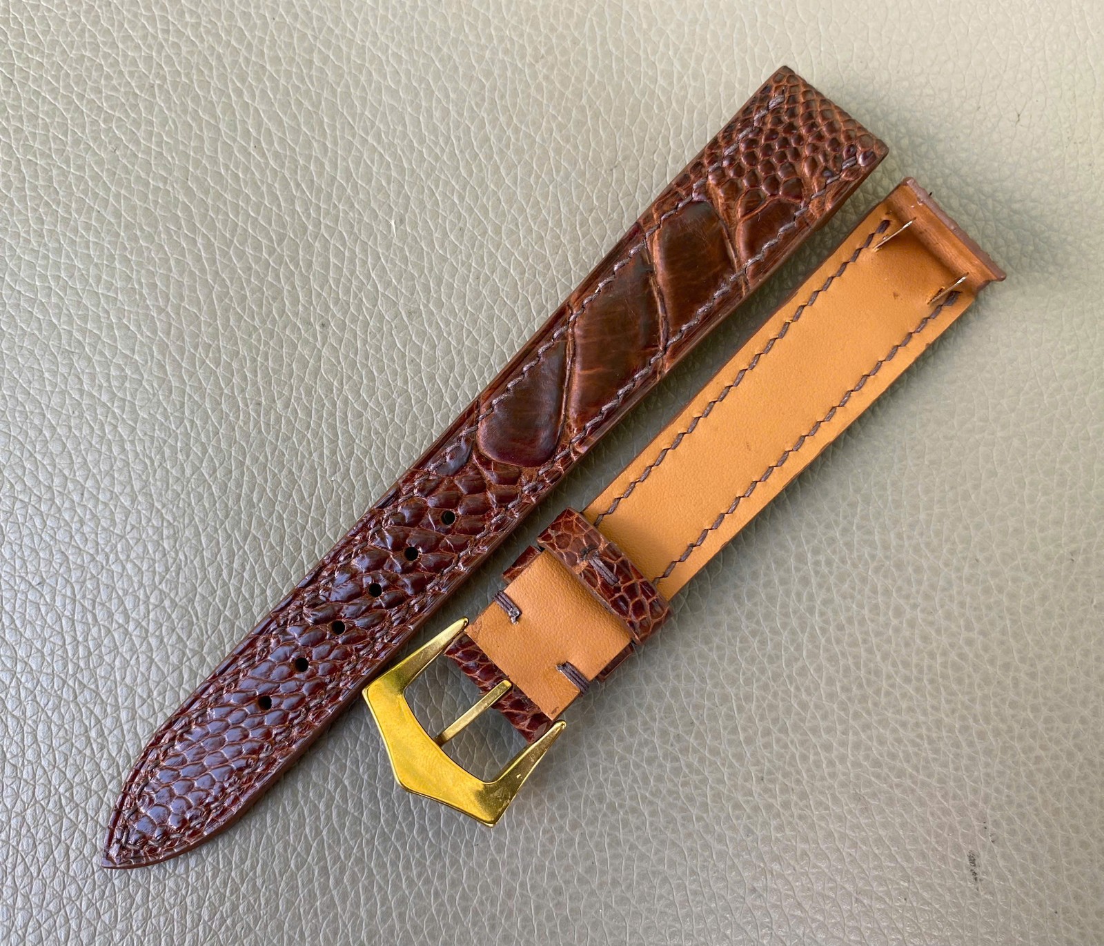 Open Ended Genuine Ostrich leather Strap size 12 13 14 15 16 17 18 19…26