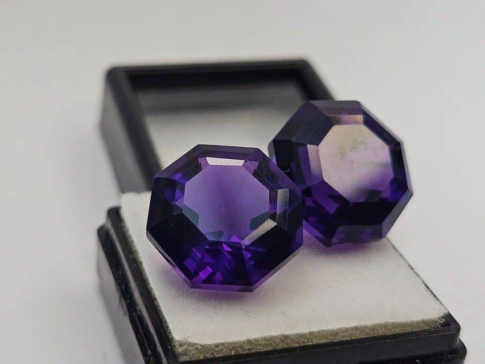 Fancy Cut Natural Amethyst Purple 27.10 Ct Pair Stone For Earring Making