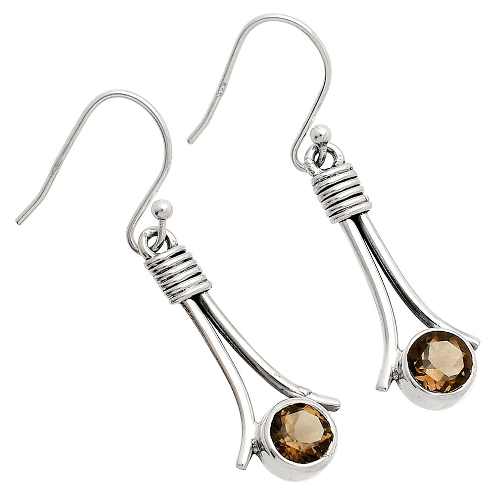 Natural Smoky Quartz – Brazil 925 Sterling Silver Earrings Jewelry E-1046
