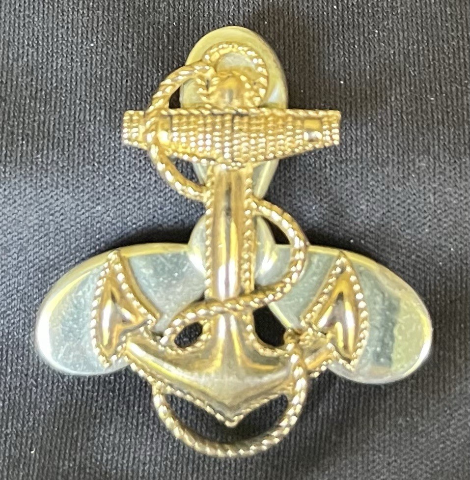 Sterling Silver Anchor Brooch Pin, Signed, Military Nautical, Gold & Silver, 1in